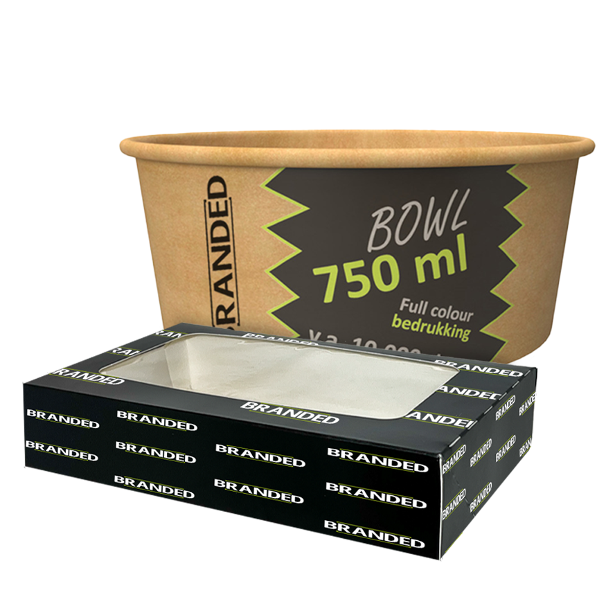 Poke bowl 750 ml medium formaat met bedrukking