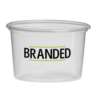 Transparant 500cc bakje voor salades met logo