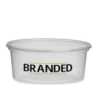 Plastic bakjes rond bedrukken 350cc Ø115mm/PP (vanaf 18.000 st.)