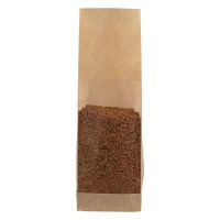 Blokbodemzak KRAFT 80+50x250 mm met rechthoekig venster - 60my - 1.000 stuks