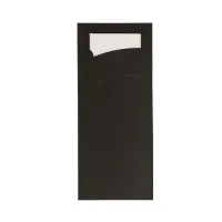 Pochette bestekzakje Zwart met servet 85x190mm - 1.000 st/ds.
