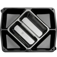 Catering schaal rPET Zwart 6 vakken - 100 st/ds.