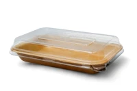 Palmblad Schaal + rPET Deksel Rechthoekig 20x14x5cm - 100 st/ds.