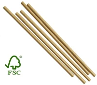 Drinkrietje papier FSC® kraft 200mm Ø6mm - 200 stuks