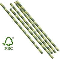 Drinkrietje papier FSC® bamboe look 200mm Ø6mm - 200 stuks