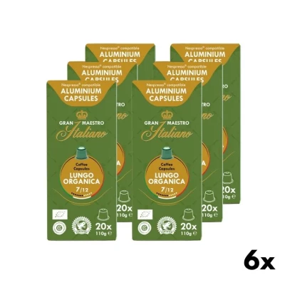 Koffiecups Lungo Organica - Gran Maestro Italiano 6x20st.